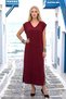 Burgundy V-Neck Long Dress with Side Slits - 3