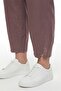 Women's Brown Summer Slim Trousers with Belt and Accessory Detail at the Hem - 3