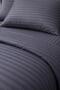 Cotton Anthracite Color Striped Satin Double Bed Sheet Set with Buttoned Waistband and Elasticated Fitted Sheet - 4