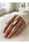 Bronze Vintage Women's Ring Authentic Jewelry Rectangular Crystal Stone Adjustable from Front
