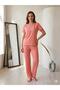 Women's Zero Collar Polyviscon Short Sleeve Pajama Set - 2