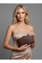 Brown Silver Detailed Hand-Woven Leather Special Series Women's Evening Dress Bag