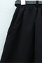Buckle Belted Pleated Side Pocket Zippered Tivil Skirt - Black - 6