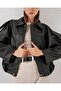 Women's Oversize Leather Jacket 1055 - Black - 3