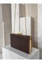 Brown Gold Detailed Hand-Woven Leather Special Series Women's Evening Dress Bag - 6