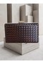 Brown Silver Detailed Hand-Woven Leather Special Series Women's Evening Dress Bag - 2