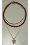 Natural Stone and Multi-Chain Women's Necklace with Cherry Figure - 3