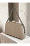 Beige Color Silver Detailed Hand-Woven Leather Special Series Women's Evening Dress Bag - 6