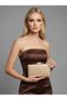Beige Color Silver Detailed Hand-Woven Leather Special Series Women's Evening Dress Bag