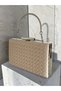 Beige Color Silver Detailed Hand-Woven Leather Special Series Women's Evening Dress Bag - 2