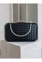 Black Color Silver Detailed Hand-Woven Leather Special Series Women's Evening Dress Bag - 5