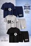 Children's Bro Top Black Custom Printed Crew Neck 3-Piece T-Shirt - Shorts Set
