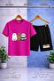 Children's Pandas 3-Piece Side by Side Special Printed Crew Neck 3-Piece T-Shirt - Shorts Set - 2