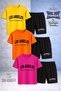 Kids Los Angeles California Black Custom Printed Crew Neck 3-Piece T-Shirt - Shorts Set