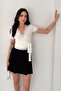 Women's Lace Detailed Blouse – Double-Breasted Collar Tie-Up Top - 2
