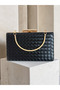 Black Color Gold Detailed Hand-Woven Leather Special Series Women's Evening Dress Bag - 7