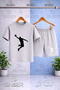 Children's Basket Adam Black Custom Printed Crew Neck 3-Piece T-Shirt - Shorts Set - 3