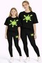 Mother Daughter Tights Set Children's Combination Oversize T-Shirt Twin T-Shirt Green Paint Printed (Single Price)