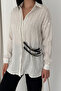 Women's Striped Belted Shirt – Loose Fit Buttoned Stylish Blouse - 6