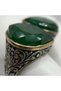 Bronze Vintage Women's Ring Authentic Jewelry Green Drop Stone Adjustable from the Front - 5