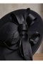 Luxury Satin Large Feather Bow Oversized Vintage Bridal Hat 40 cm Black - 4