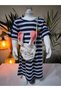 Girl's Summer Camisole Dress with Bag, Ruffled, Anti-Sweat Cotton, Strawberry, Navy Blue, White Stripes - 7