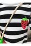 Girl's Summer Camisole Dress with Bag, Ruffled, Anti-Sweat Cotton, Strawberry, Black and White Stripes - 5