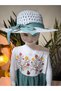 Girl's Summer Hat Dress Anti-Sweat Cotton Floral Ladybug Water Green - 3