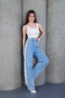 Striped Lace Modern Wide Leg Jean Lycra Trousers - 3