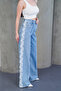 Striped Lace Modern Wide Leg Jean Lycra Trousers - 2