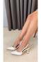 Women's Siena White Patent Leather 7 cm Heeled Pointed Toe Open Back Strap Shoes - 4