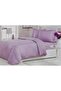 Line Cotton Satin Double Duvet Cover Set - Plum