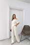 Women's Modal Fabric Casual Off-Shoulder Short Sleeve Blouse and Pants Two-Piece Set 0087