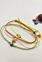4 Pieces Bohemian Style Fish Crab Heart Evil Eye Tassel Figured Orange Green Anklet Set - 3