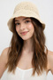 Women's Beige Summer Knitted Bucket Hat |   Sunscreen Trend Bucket Model - 4
