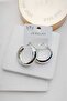 Curved Hoop Silver Color Women's Earrings (2.5cm) - 3