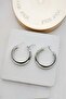 Curved Hoop Silver Color Women's Earrings (2.5cm) - 4