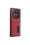 Xiaomi Redmi Note 14 Pro 5g Case Sara Leather Case with Business Card Holder - Red - 2