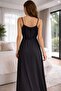 Women's Black Micro Fabric Long Summer Dress - 2