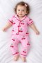 100% Cotton Short Sleeve Buttoned Summer Cherry Patterned Boys Girls Unisex Baby Kids Pajama Set