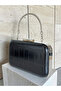 Black Color Silver Detailed Thick Crocodile Patterned Women's Evening Dress Bag Wedding Engagement Graduation - 2