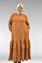 66002 Plus Size Skirt with Ruffled Sleeves and Elastic Muslin Robe - Cinnamon