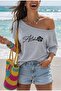Aloha Flower Printed Oversized Women's Boat Neck T-Shirt