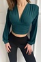 Women Body Blouse Long Sleeve Crop Bustier Chic Blouse