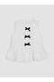 Ecru bow detailed ruffled girl's shirt from gulis clothing