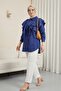 Cape detailed buttoned oval cut poplin tunic - navy - 5