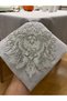 Lotus Lace Detailed Seamless Tablecloth, Handcrafted French Lace, Gray Without Laces - 2