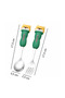 Green Color Bear Figured Premium Children's Bpa Free Stainless Steel Fork and Spoon Set 24+ Months - 2