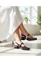 Sharp Toe Short Heel Open Back Shiny Stone Decorated Daily Dress Shoes Ballet Flats with Heels