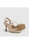 (İnna) Women's Heeled Sandals with Button Detail Ten - 6